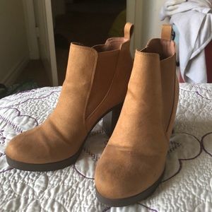 Brown suede booties